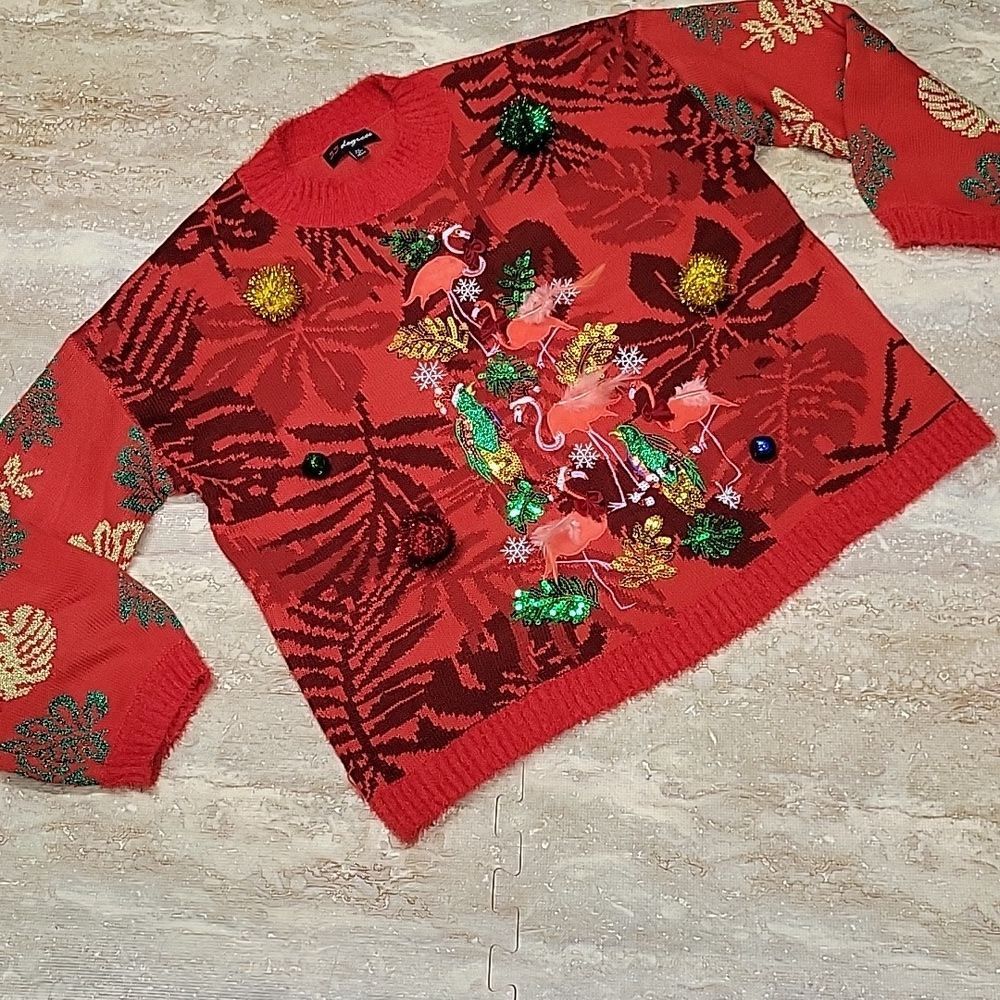 33 DEGREES WOMENS WINTER BIRD AND HOLIDAY SWEATER SIZE XL